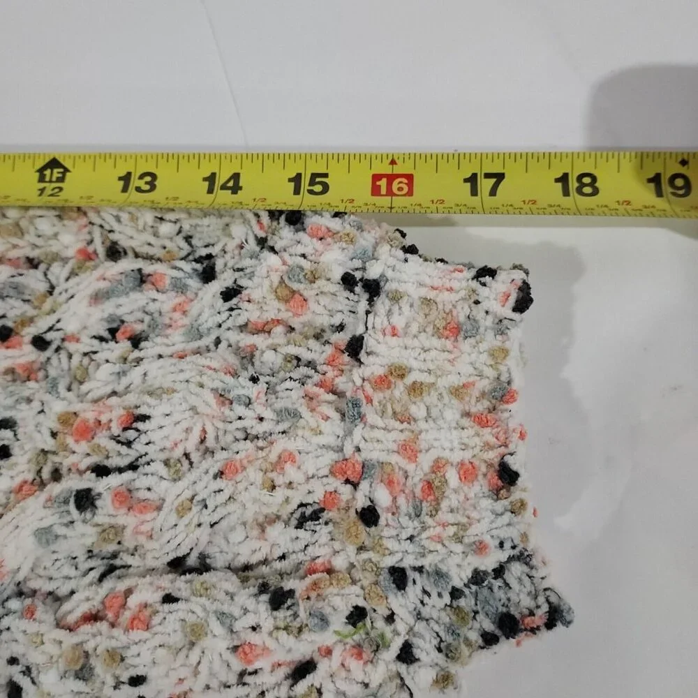 Jessica Simpson White Confetti Multi-Color Cropped Knit Sweater Ribbed Cuff Larg - Picture 8 of 14